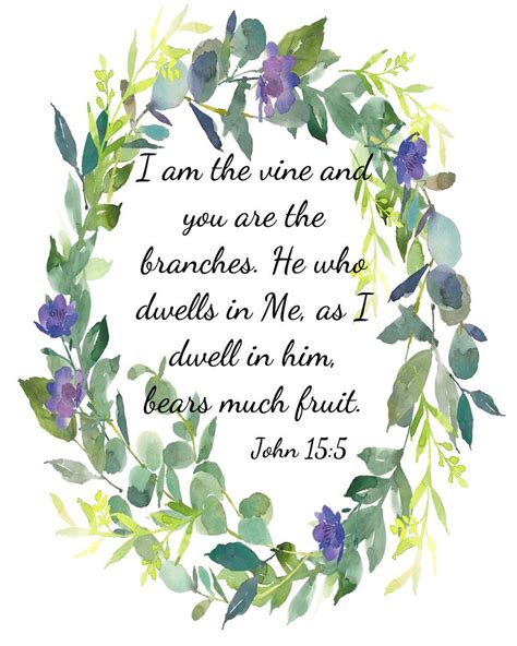 Scripture Verse Printable Art John 155 I Am The Vine Elegant And