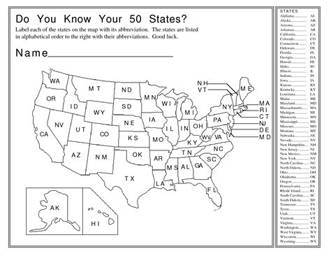 Us Map With State Names Free Printable