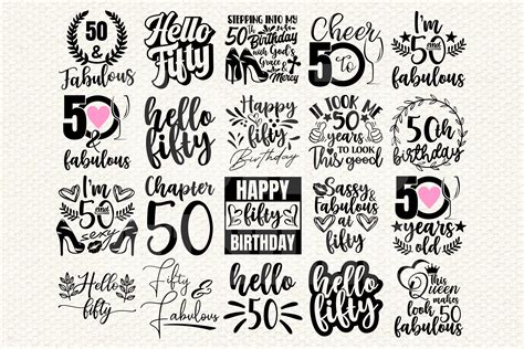 50th Birthday Svg Bundle Fifty Svg Hello 50 Svg By Tonisartstudio