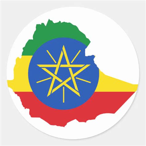 Ethiopia Flag Map Et Classic Round Sticker Zazzle