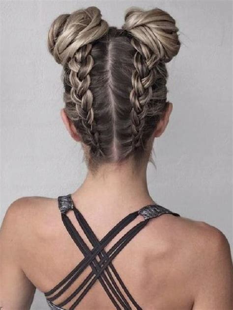 upside down dutch braid into messy buns with tutorial in the comments r cutehairstyles