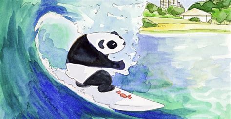 Surf Panda Panda Art Panda Art