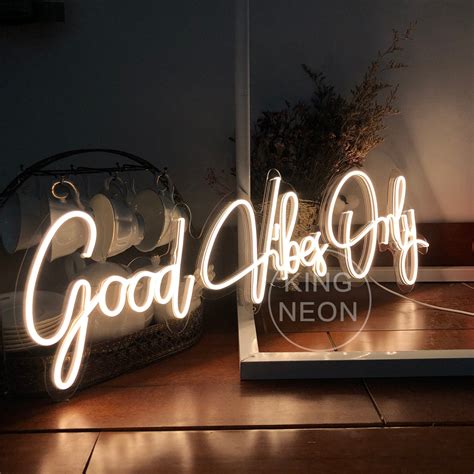 Custom Neon Sign Good Vibes Only Neon Signs Wall Art Ts For Etsy