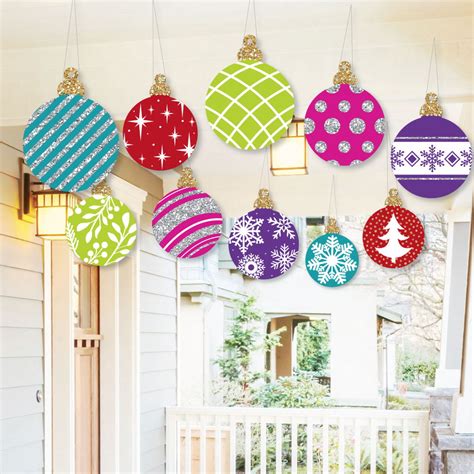 Hanging Colorful Ornaments - Outdoor Holiday and Christmas Hanging