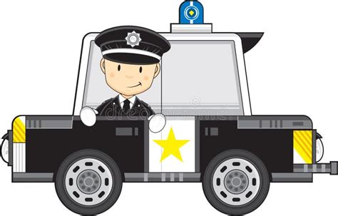 Cartoon Policeman And Police Car Stock Vector Illustration Of Police