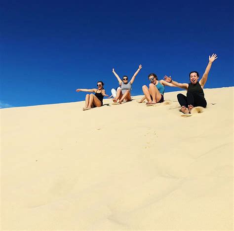 Girls Having Fun Sand Dune Safaris Stockton Beach