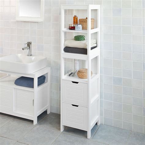Haotian Frg126 W White Floor Standing Tall Bathroom Storage Cabinet