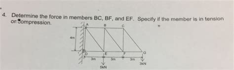 Solved Determine The Force In Members Bc Bf And Ef