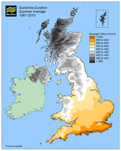 The Met Offices Map Of Uk Average Sunshine Hours In Summer Go South