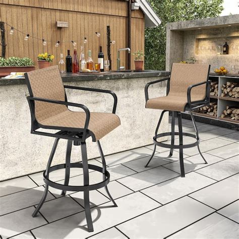 Crestlive Products Swivel Cast Aluminum Outdoor Bar Stool In Brown 2
