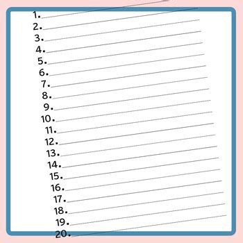 Numbered Lists Numbered Answers In Column To Lines Clip Art