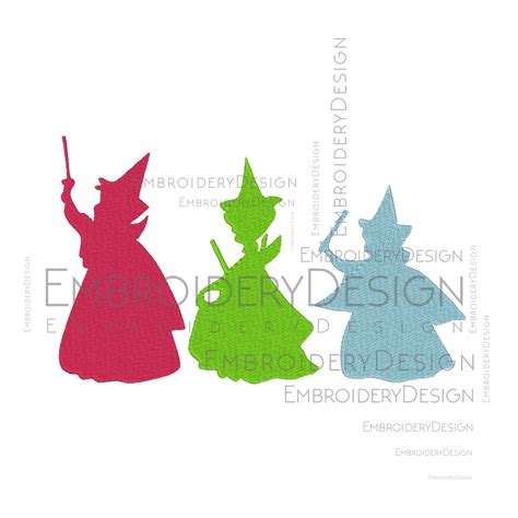 Fairy Godmother Cinderella 3 Color Silhouette Embroidery Etsy