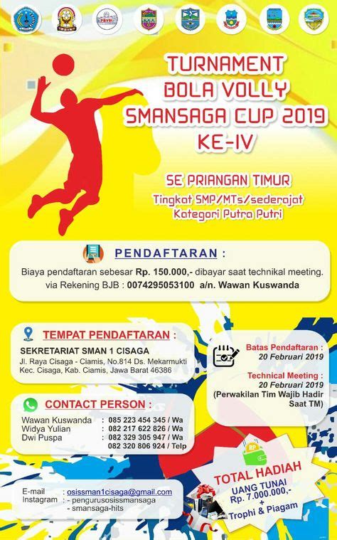 Brosur Smansaga Cup Poster Sekolah Turnamen Bola Voli Event Brosur