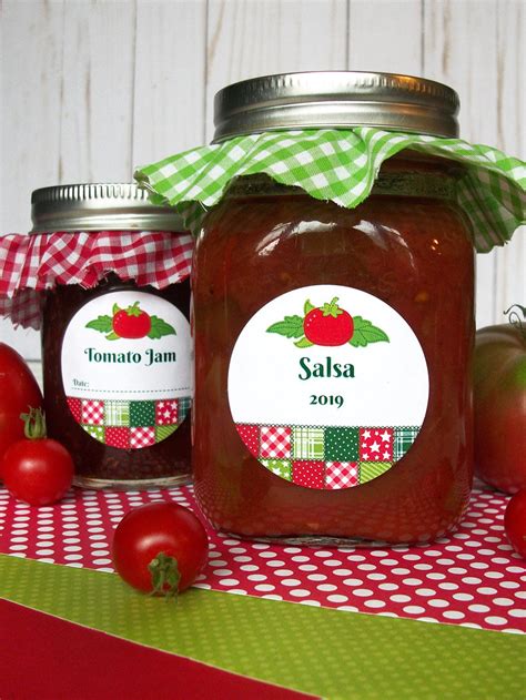 Country Quilt Tomato Canning Jar Labels Cute Printed Round Etsy