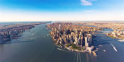 Aerial View Of Lower Manhattan New York City Skyview