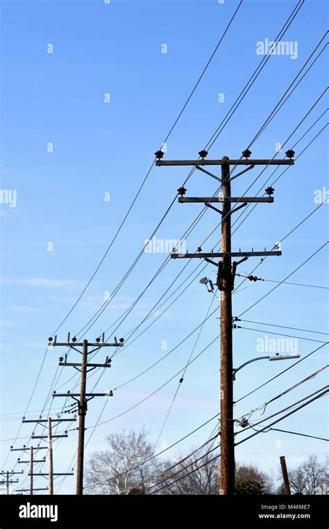 Power Poles With Power Lines Usa Stock Photo Alamy