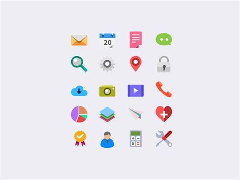 20 Flat Icons Psd Graphicsfuel