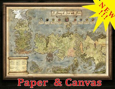 WESTEROS MAP AND Essos Map Game Of Thrones Map Poster Ice And FIre Wall Art PicClick