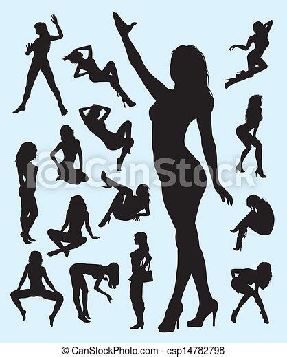 Eps Vectors Of Sexy Girl Gesture Silhouettes 15 Girl Action Silhouettes Csp14782798