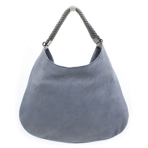 Laura B Moon Handbag Leather And Mesh Bag Lamb Grey Strap Bag