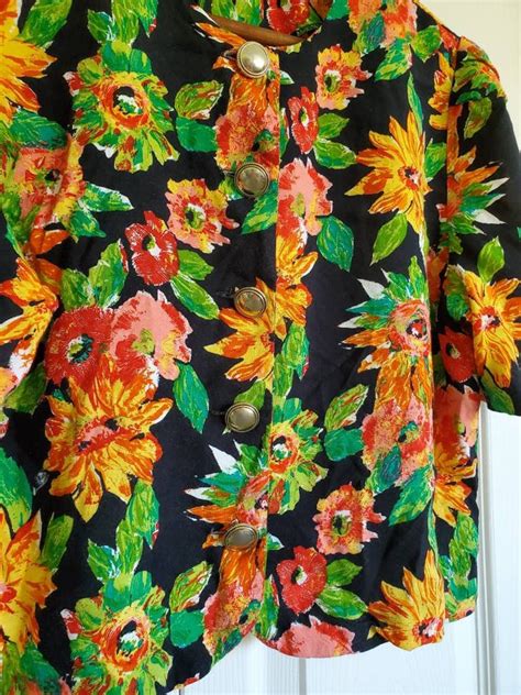 Vintage Sunflower Print 80s 90s Floral Crop Top Or Blazer Etsy