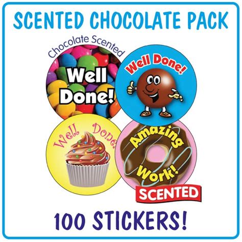 Chocolate Scented Stickers Well Done 32mm Rewards