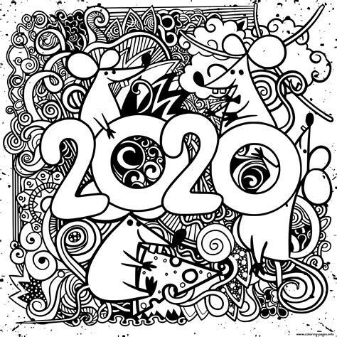 Happy New Year 2020 Coloring Pages Coloring Home