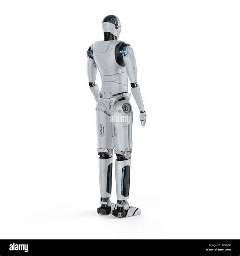 3d Rendering Humanoid Robot Full Body On White Background Stock Photo