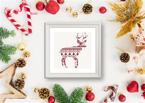 nordic pattern christmas reindeer cross stitch pattern etsy cross stitch patterns cross
