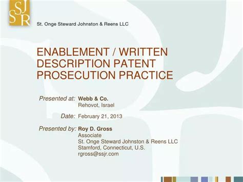Ppt Enablement Written Description Patent Prosecution Practice
