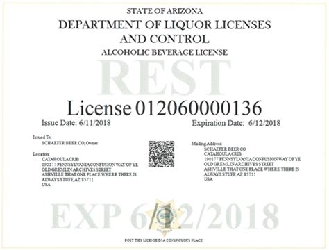 License Certificates Arizona Department Of Liquor Licenses And Control