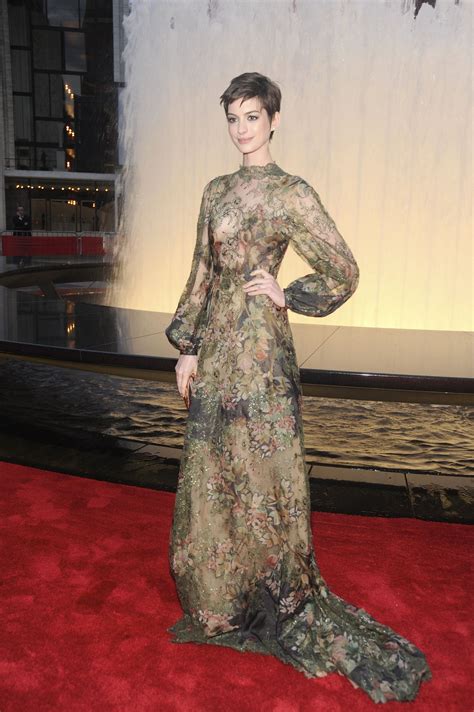 Anne Hathaway In A Long Valentino Dress New York September 2012