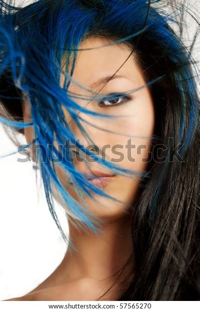 Face Chinese Woman Blue Hair Flying Stock Photo 57565270 Shutterstock