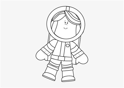 Black And White Little Girl Astronaut Clip Art Astronaut Cartoon