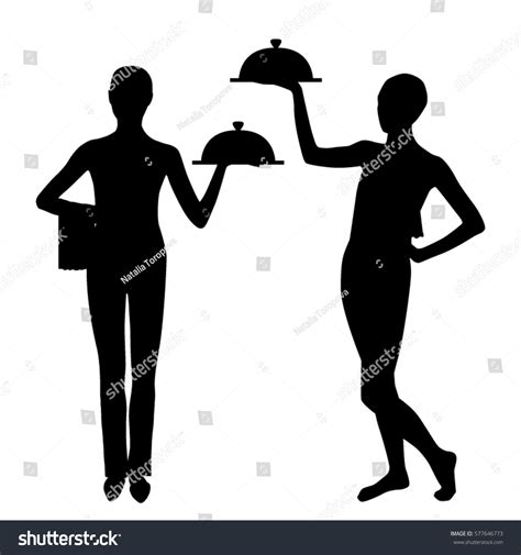 Two Waiter Silhouette Stock Vector Royalty Free 577646773 Shutterstock