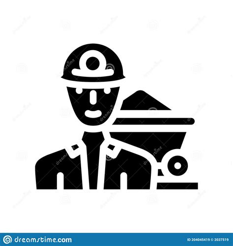 Miner Worker Glyph Icon Vector Illustration Black Stock Vector