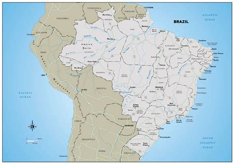 Large Detailed Political Map Of Brazil With Roads And Cities Brazil
