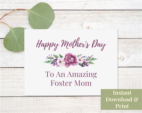 Printable Mothers Day Card For Foster Mom Best Foster Etsy