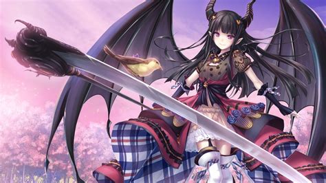 Download 1920x1080 Anime Girl Devil Horns Black Wings