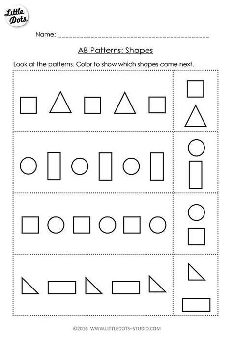 free ab patterns worksheet on shapes for pre k preschool
