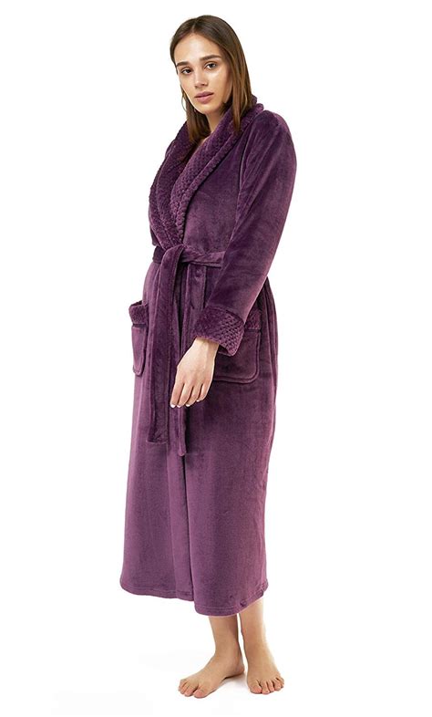 Turquaz Linen Womens Plush Soft Robes Fleece Long Comfy Robe Large
