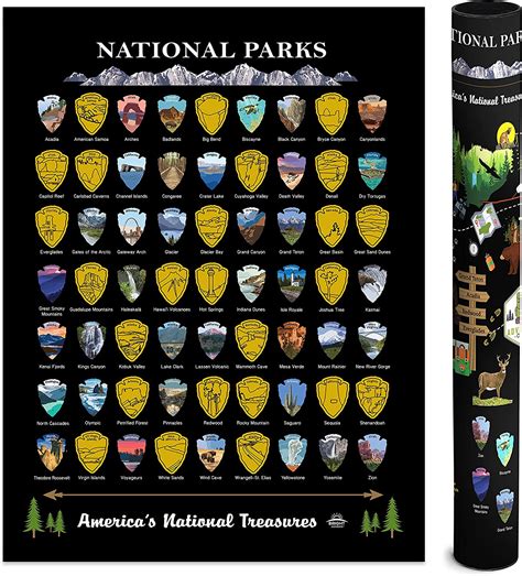 National Parks Scratch Off Map Of United States Poster All
