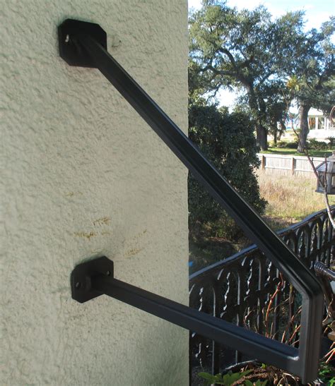 Our fencing and this stair railing is rustic with a rusty oxidized surface, and many customers like that antique look. 1 to 2 Step Wrought Iron Wall Mount Grab Hand Rail Step ...