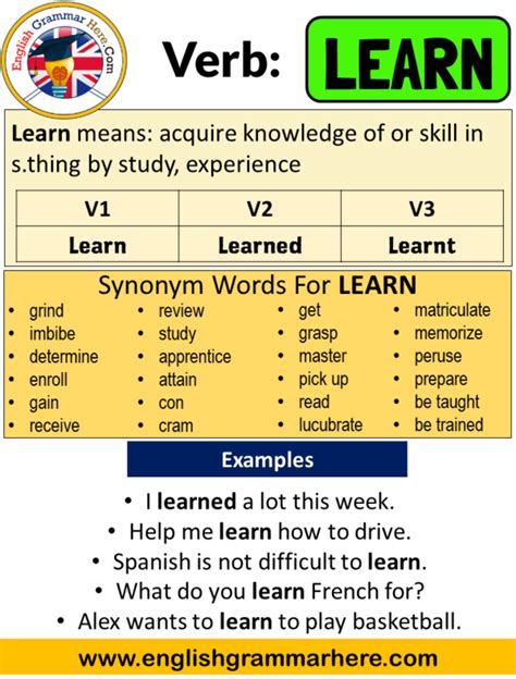 Learn Past Simple Simple Past Tense Of Learn Past