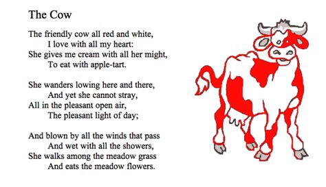 The Cow By Robert Louis Stevenson Children Rhymes Rhymes For Kids
