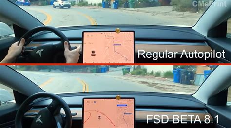 Compared Regular Tesla Autopilot Vs Full Self Driving Beta 8 1 VIDEO