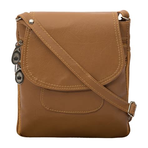 Buy Leather Light Brown Sling Side Bag Cross Body Purse For Women Girls