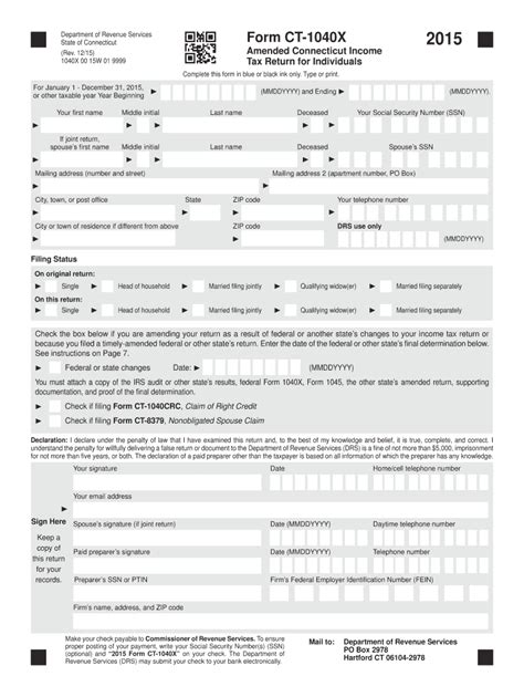 2015 Form Ct Drs Ct 1040x Fill Online Printable Fillable Blank