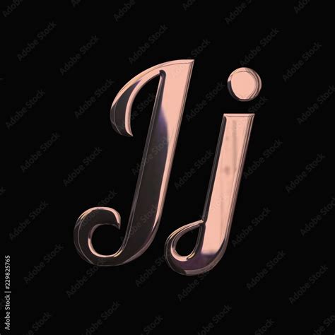 Alphabet Letter J With Metallic Rose Gold Texture D Rendering Hand Drawn Uppercase Lowercase