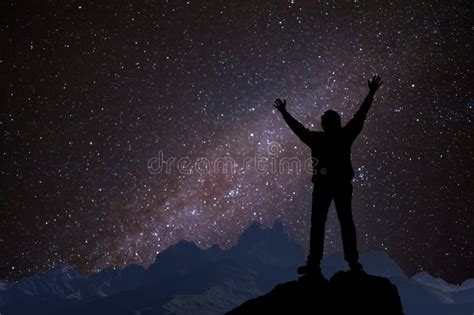 Silhouette A Man And Stars Stock Photo Image Of Star 83962262